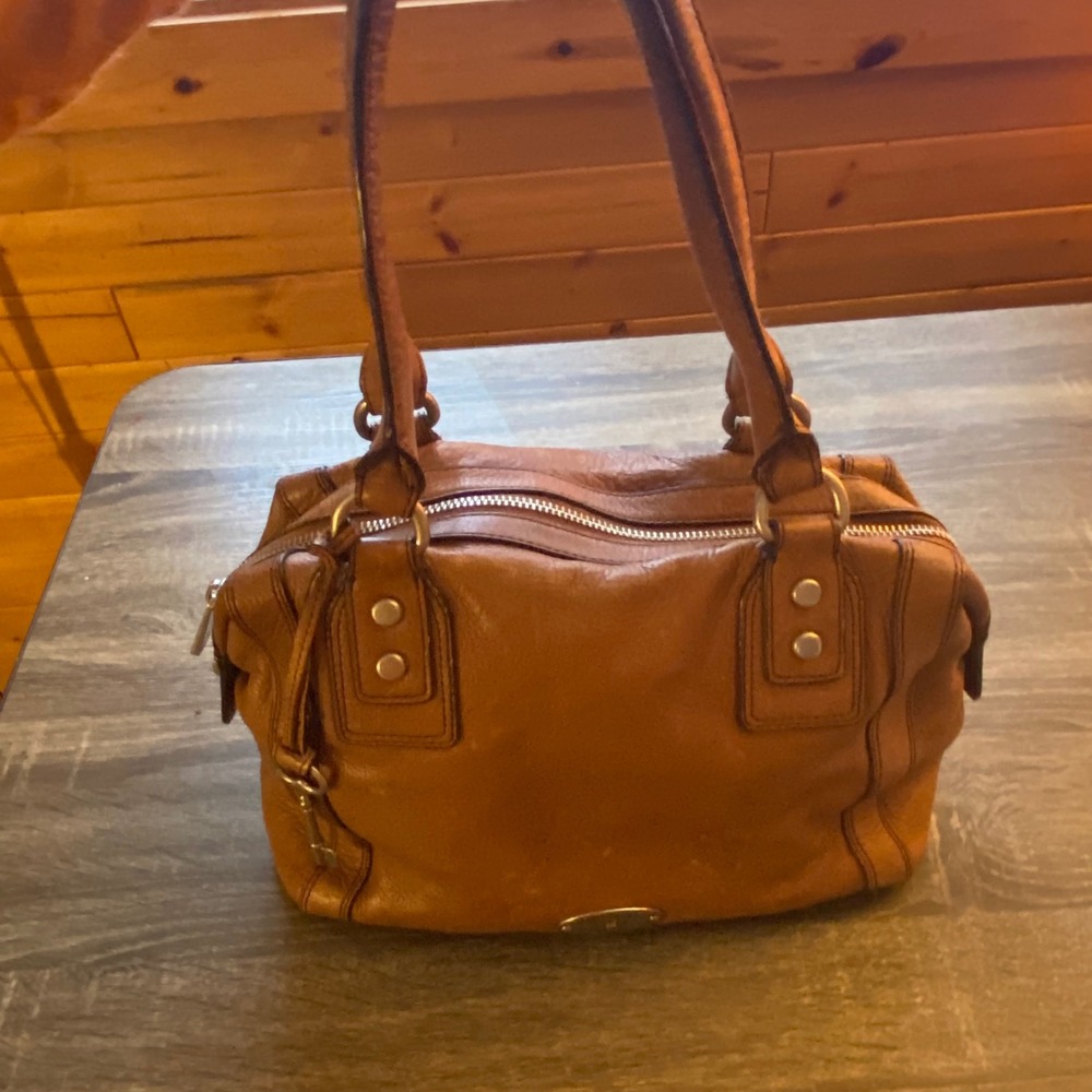 Fossil Tan Leather Satchel Bag